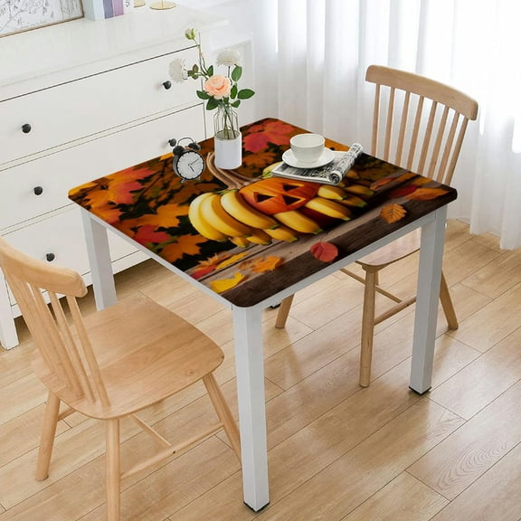 HAOXIT Pumpkin Square Tablecloth Fall Table Cloth Cover Polyester Dining Decorative for Wedding 54''x54''