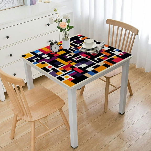 HAOXIT Rainbow Flag Pride Checkerboard Chess Board Dining Wipeable Table Cloth Cover for Holiday Home Picnic Party Wedding Buffet Parties Camping White