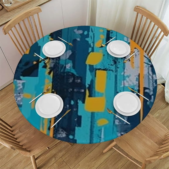 HAOXIT Real Animal Texture Brown Grey White Round Dinner Tablecloth,Washable Spill Proof Table Cloth, Table Cover for Kitchen Dining Room Party,Desk Clothes for Indoor &amp; Outdoor 31-35