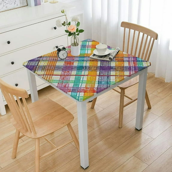 HAOXIT Rectangle Fabric Tablecloth, Spring Sweet , Wrinkle Free and Stain Resistant Table Cloth, Pastel Diagonal Checkered 36*36