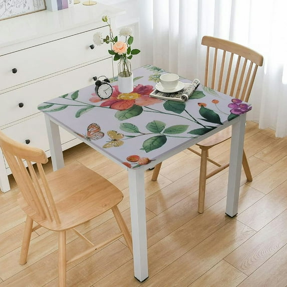 HAOXIT Rectangle, Spring Summer Flower Waterproof Table Cloth, Spring Summer Flowers Table Cover for Party Picnic Dinner Decor 52*52