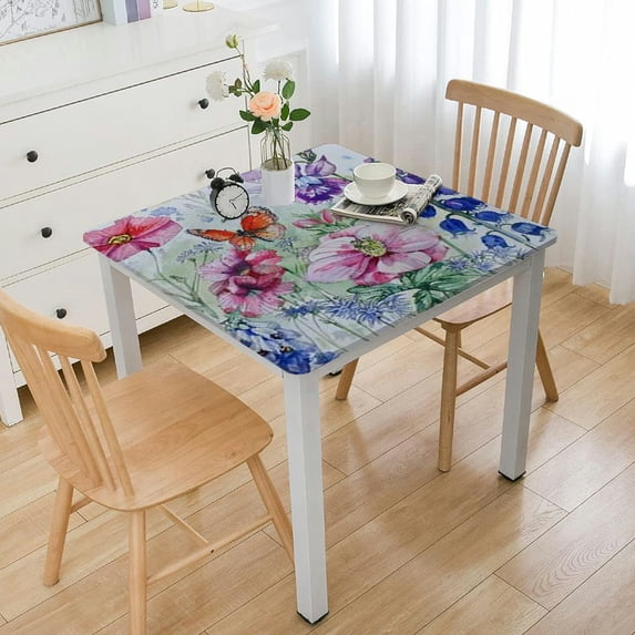 HAOXIT Rectangle Spring Tablecloth Printed Flower Grass Vintage Floral Patterns Table Cloth for Easter Table Picnic Outdoor Home Holiday Square Dining Kitchen 36*36