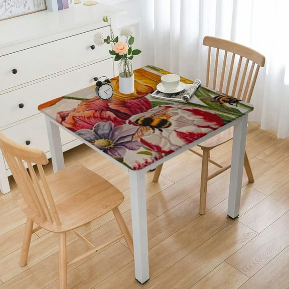 HAOXIT  Rectangle Summer Tablecloth Farmhouse Tablecloths Printed Flower with Vintage Floral Patterns Table Cloth for Elegant Holiday Square Dinning Kitchen 40*40