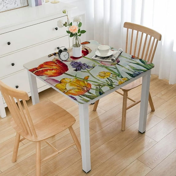 HAOXIT Rectangle Summer Tablecloth Farmhouse Tablecloths Printed Flower with Vintage Floral Patterns Table Cloth for Elegant Holiday Square Dinning Kitchen 52*52