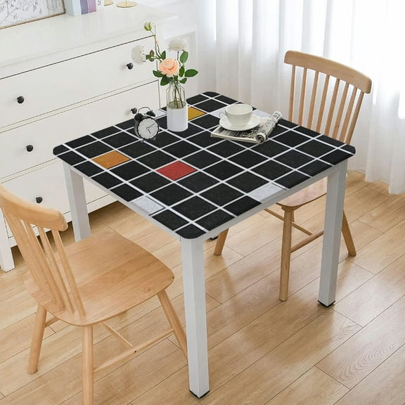 HAOXIT Rectangle Table Cloth, Vinyl Tablecloths with Flannel Backing, Wipeable Square Plaid Table Cover for Dining, Picnic, Indoor and Outdoor 54''x54''