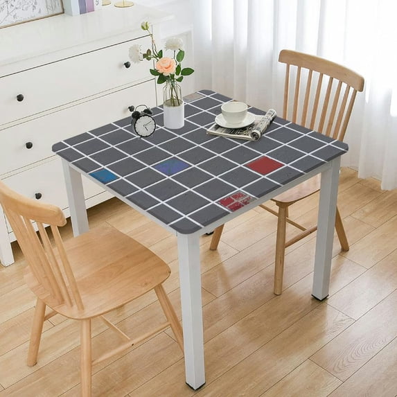 HAOXIT Rectangle Table Cloth, Waterproof Vinyl Tablecloths with Flannel Backing, Wipeable Square Plaid Table Cover for Dining, Picnic, Indoor and Outdoor 36*36
