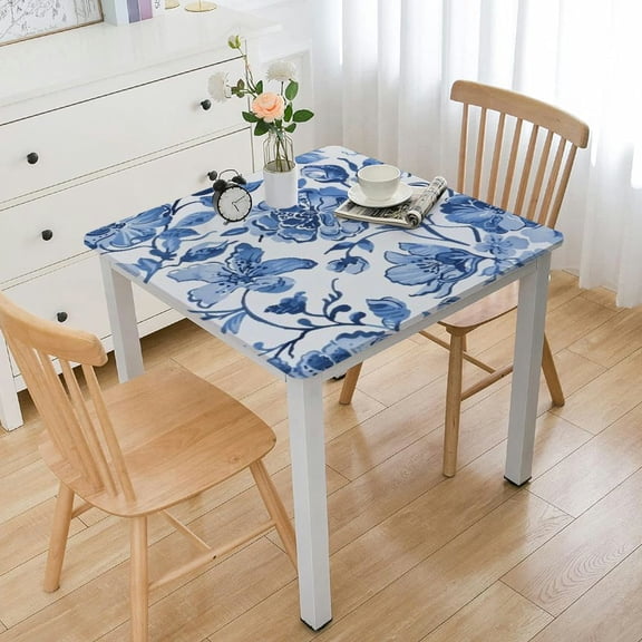 HAOXIT Rectangle Tablecloth - Blue Floral Rustic Tablecloth Classic Printed Table Cover for Farmhouse Decoration, Suitable for Home, Kitchen, Indoor and Outdoor Dining 52*52