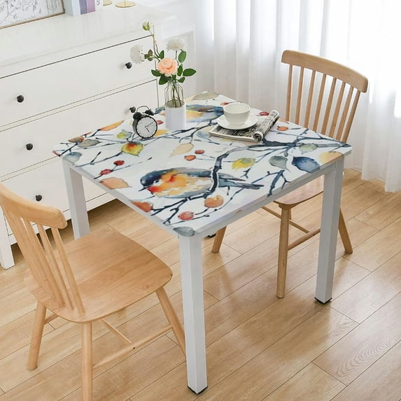 HAOXIT Rectangle Tablecloth, Flower Bird Plant Spring Summer Fall Floral Waterproof Wrinkle Resistant Dinning Table Cloth Cover for Outdoor and Indoor 40*40