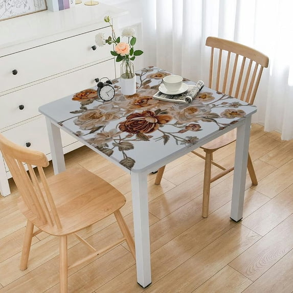 HAOXIT Rectangle Tablecloth Table Cloth Flower Pattern Table Cover, Stain Resistant Reusable Tablecloths for Dinning Party Banquet Kitchen Decor 40*40