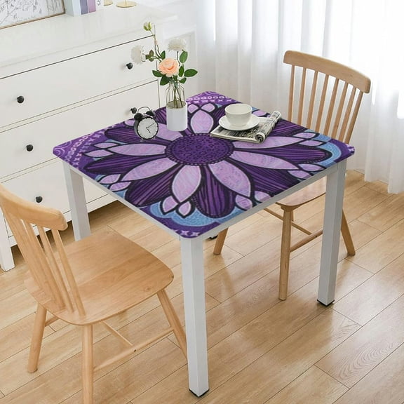 HAOXIT Rectangle Tablecloth Topper Print Tablecloth Toppers for Square Table Cover Washable Polyester Fabric for Party Table Cover Kitchen Dining 40*40
