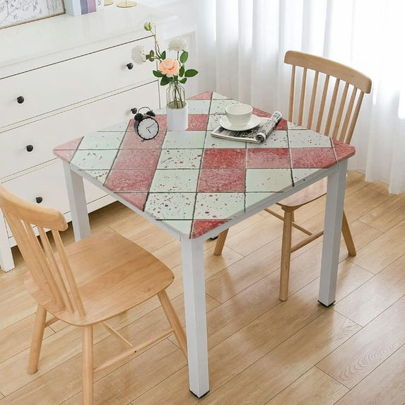 HAOXIT Rectangle Tablecloth, Vinyl Tablecloth with Flannel Backing Waterproof Table Cloth, Spill Proof Picnic Table Cover for Outdoor/Indoor/Camping/Dining(Red Plaid) 40*40