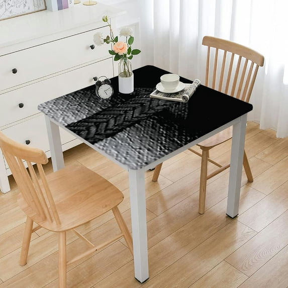 HAOXIT Rectangle Tablecloth Water Resistance Black Plaid Square Table Cloth Oil-Proof Checkered Table Cover for Kitchen Dining Room and Outdoor Use 46*46