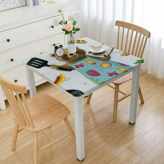 HAOXIT Rectangle Vinyl Flannel Backed Tablecloth, What’s Cookin, Indoor Outdoor Vinyl Waterproof Table Cloth, Flamingos and Sloths 46*46