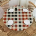 thumbnail image 1 of HAOXIT Red Checkered White Round Polyester Tablecloth Waterproof Table Cloth, Table Cover for Dining Room Round Table Cover 46-50, 1 of 8
