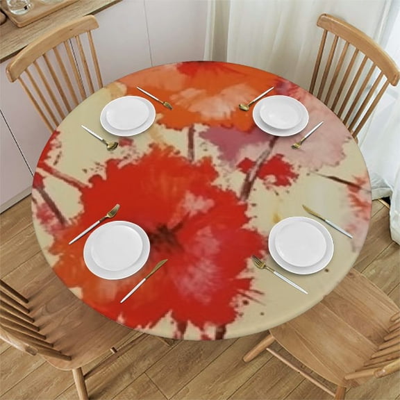 HAOXIT Red Imprint for Table Decor, Outdoor Table Cloth Round Tables for Dining Room s 42-46