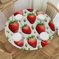 thumbnail image 1 of HAOXIT  Red Strawberry Round Tablecloth Lovely Fruit Fresh Berry Tempting Bright Watercolor Art Table Cloth Polyester Tablecloths for Home Decor, Parties, Picnic 42-46, 1 of 8