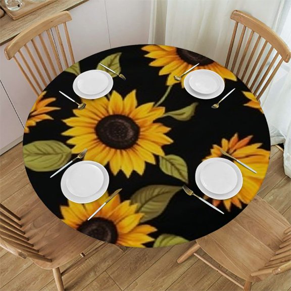 HAOXIT Retro Vintage Colorful Triangle Circular Dots Round Dinner Tablecloth,Washable Spill Proof Table Cloth, Table Cover for Kitchen Dining Room Party,Desk Clothes for Indoor & Outdoor 31-35