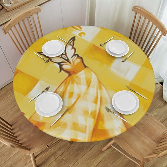 HAOXIT Rooster Round Tablecloth - Sunflower Chicken Table Cloth Farmhouse Animal Tablecloth Floral Butterfly Buffalo Plaid Table Cover for Kitchen Dining Indoor Outdoor 31-35