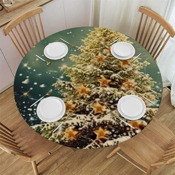 HAOXIT Round Christmas,Merry Christmas Tree Table Cloth Table Cover for ,, 42-46