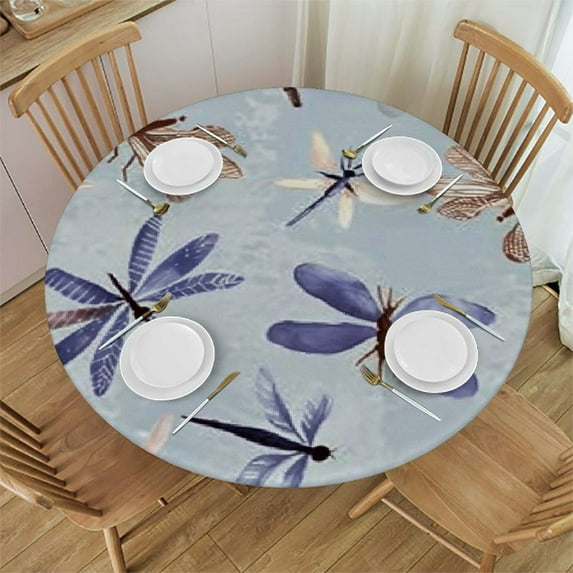 HAOXIT Round Fitted Table Clothes Lavender Tablecloth Cover with Elastic Edge Table Protecter Covers Home Decor Accessaries, Fits Round Table 46-50