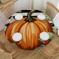 thumbnail image 1 of HAOXIT Round Fitted Tablecloth with Elastic Edged Fall Pumpkin Striped Table Cover Washable Polyester Table Cloth for Indoor Outdoor Party Wedding Use - Fits Round Tables 42-46, 1 of 8