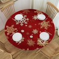 thumbnail image 1 of HAOXIT  Round Fitted Tablecloth with Elastic Round Elastic Tablecloth Snowflake Elastic Table Cover Circular Table Cover Waterproof Wipeable Table Cloth, Fits Round Tables  38-42, 1 of 8