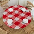 thumbnail image 1 of HAOXIT Round Fitted Tablecloth with Flannel Backing Design Table Cover Waterproof Oil-Proof Table Cloth Wipeable for Round Table 31-35, 1 of 8