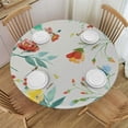 thumbnail image 1 of HAOXIT  Round Fitted Vinyl Tablecloth with Elastic Edged &amp; Flannel Backing, Waterproof Wipeable Round Table Cover for Indoor Outdoor Patio Use - Fits Round Table 31-35, 1 of 8