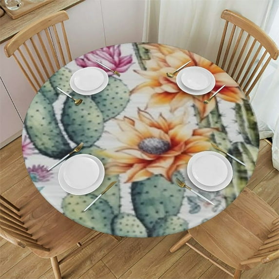 HAOXIT Round Fitted Wipeable Spillproof Table Cloth Round Table Cover for Dining/Party/Buffet/Wedding Fits for Round table 46-50