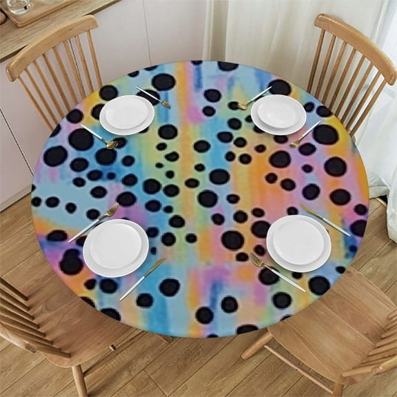 HAOXIT Round Rainbow Leopard Painting Tablecloth Table Cloth Cover for Home Decor Dinner Kitchen Party Picnic Wedding Halloween Christmas