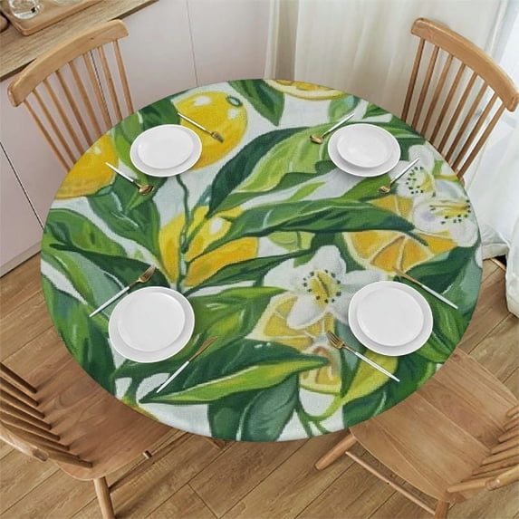 HAOXIT Round Table Cloth , Fruits Stain Resistance Wrinkle Circle Table Cover for Home Kitchen Party Camping Pinic 38-42