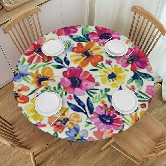 HAOXIT Round Table Cloth - Native Art Table Cover for Kitchen Party Picnic Dining Decor 54-58
