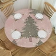 thumbnail image 1 of HAOXIT Round Table Cloth Pink Polyester Waterproof Dinning Table Cover for Indoor Outdoor Party Picnic 31-35, 1 of 8