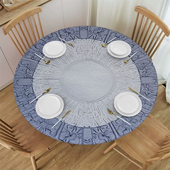 HAOXIT Round Table Cloth, Style Texture, Indoor Dining and Outdoor Patio Festival Use, Fits Round Table 42-46