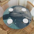 thumbnail image 1 of HAOXIT Round Table Cloths , Cute Whale Cartoon Party Tablecloth Table Covers for Kitchen Dinning Wedding Decoration, Anti-Stain/Wrinkle, Washable, Ocean Animal 38-42, 1 of 8