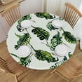 thumbnail image 1 of HAOXIT Round Table Cloths , Tropical Plants Party Tablecloth Waterproof Polyester Table Covers for Kitchen Dinning Wedding Decoration, Stain/Wrinkle Resistant, Washable, Green Leaves 38-42, 1 of 8