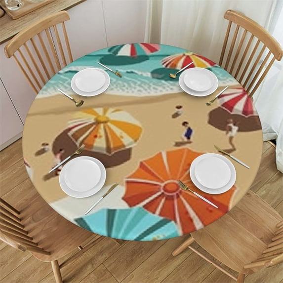 HAOXIT Round Table Cover,Elastic Edge,Suitable for Catering and Kitchen Can Wipe Dining round Table coverr,,for Round Tables 31-35