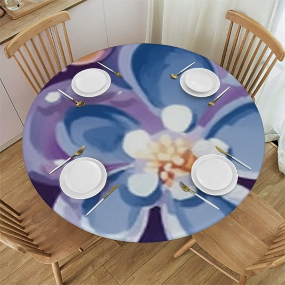 HAOXIT Round Table Cover Elastic Tablecloth Colorful Beautiful Dark Watercolor Suitable for Dining Table and Card Table 31-35