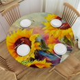 thumbnail image 1 of HAOXIT Round Table Cover Elastic Tablecloth Colorful Beautiful Garden Flowers Colors Art Suitable for Dining Table and Card Table 54-58, 1 of 8