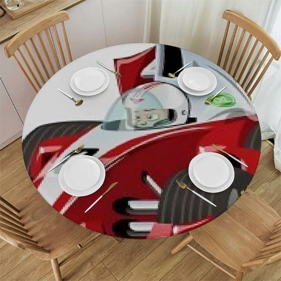 HAOXIT Round Table Top Cover Household Tablecloth Race Car with The Driver Automobile Round Tablecloth Parties Holiday Indoor Outdoor Use Cars Fits Round Tables 31-35