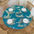 thumbnail image 1 of HAOXIT  Round Tablecloth, Aquatic Nature Theme Birds and Little Fish on Ocean Inspired Background, Circle Table Cloth Cover for Dining Room Kitchen Decoration 31-35, 1 of 1