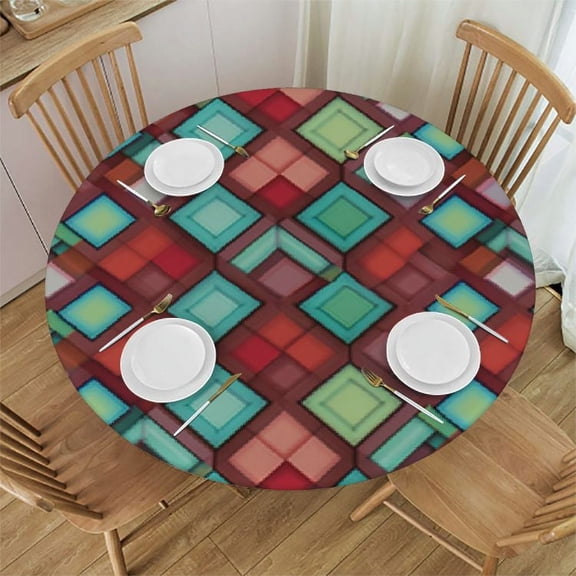 HAOXIT Round Tablecloth Christmas Red Round Table Cloths Waterproof Table Cover for Dining Holiday Banquet 31-35