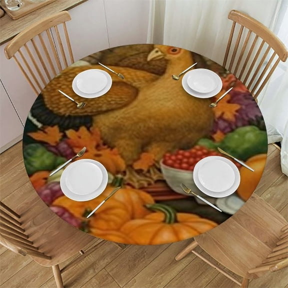 HAOXIT Round Tablecloth,Circular Table Cover Merry Christmas Quote Red for Buffet Table, Home,Parties, Holiday Dinner 38-42