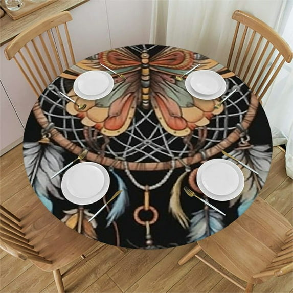 HAOXIT Round Tablecloth , Coon Star Background Waterproof Washable Tablecloths for Camping and Banquet Indoor and Outdoor Use 54-58