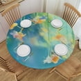 thumbnail image 1 of HAOXIT Round Tablecloth with Elastic Edge Hanging Floral Fitted Table Cover Waterproof Table Cloth for Round Table Indoor Outdoor Tablecloths for Picnic Party Wedding 46-50, 1 of 8