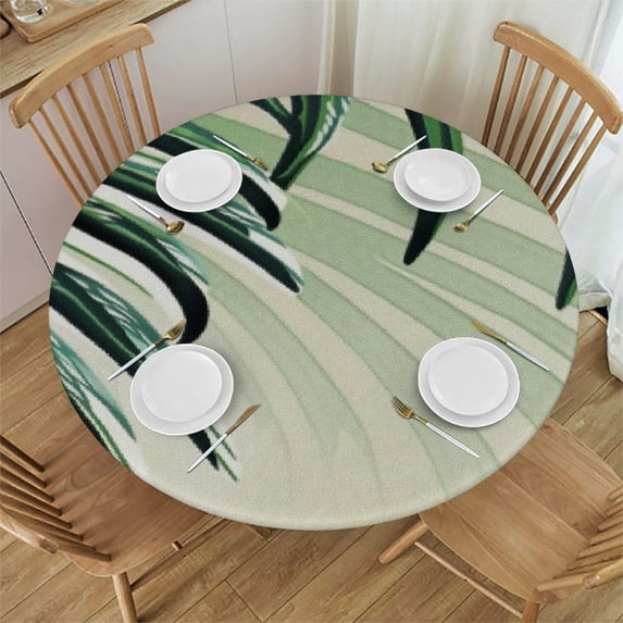 HAOXIT Round Tablecloth Green Table Cloth Table Cover for Kitchen Dining Tabletop Decoration Parties Weddings 38-42