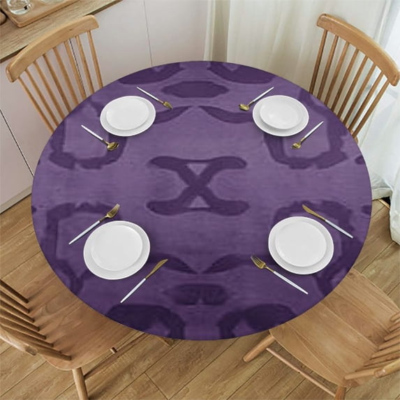 HAOXIT Round Tablecloth, Inspired Purple Colored Modern Design Artwork Print, Round Table Cover for Dining Room Kitchen Decor