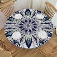 thumbnail image 1 of HAOXIT Round Tablecloth Marbled Blue Abstract Background Tablecloth Pattern Table Cloth for Dining Tables, Parties, Wedding and Banquet Decoration 46-50, 1 of 8