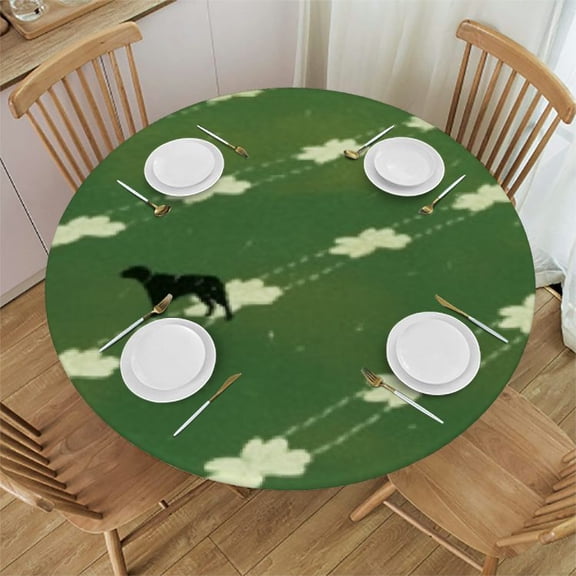 HAOXIT Round Tablecloth, St Patrick's Day Design Motifs from Celtic Folklore Spring, Circle Table Cloth Cover for Dining Room Kitchen Decoration 42-46