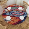 thumbnail image 1 of HAOXIT Round Tablecloth, Style Motifs Look Continuous Pattern, Circle Table Cloth Cover for Dining Room Kitchen Decoration, Red Blue 31-35, 1 of 8